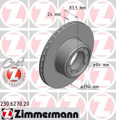 Disc frana IVECO DAILY V caroserie inchisa/combi (2011 - 2014) ZIMMERMANN 230.6270.20 piesa NOUA