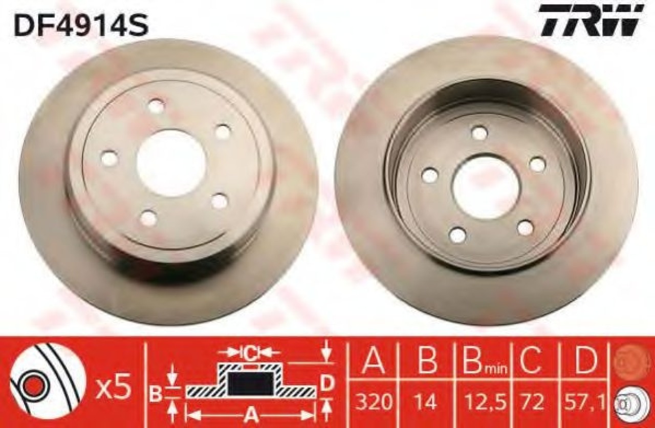 Disc frana JEEP GRAND CHEROKEE III (WH, WK) (2005 - 2010) TRW DF4914S piesa NOUA