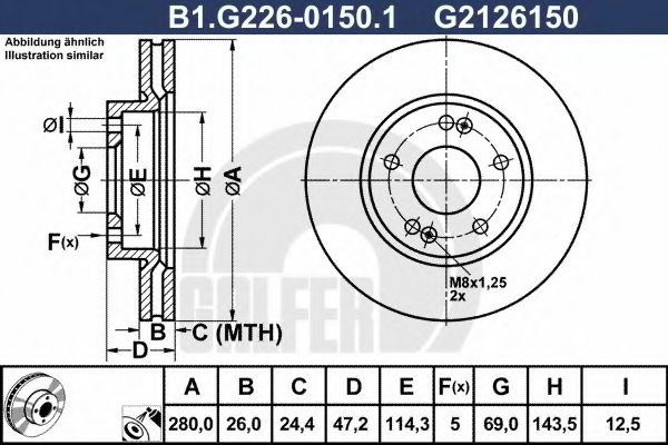 Disc frana KIA CEED Hatchback (ED) (2006 - 2012) GALFER B1.G226-0150.1 piesa NOUA