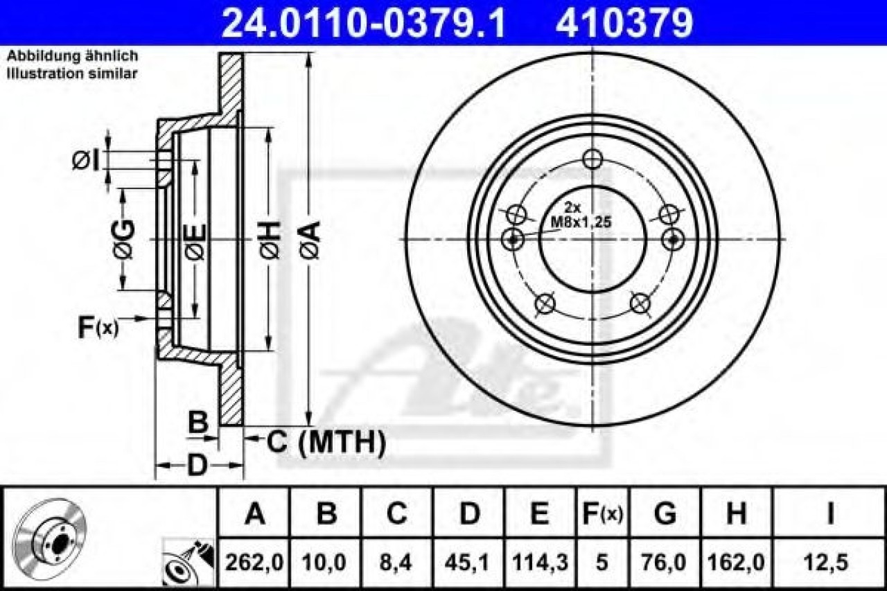 Disc frana KIA PRO CEED (JD) (2013 - 2016) ATE 24.0110-0379.1 piesa NOUA