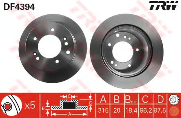 Disc frana KIA SORENTO I (JC) (2002 - 2009) TRW DF4394 piesa NOUA