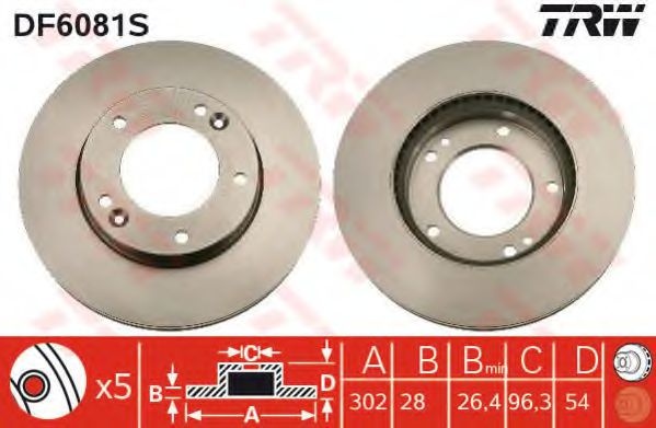 Disc frana KIA SORENTO I (JC) (2002 - 2009) TRW DF6081S piesa NOUA