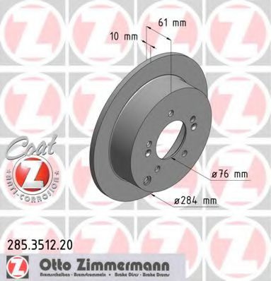 Disc frana KIA SPORTAGE (SL) (2009 - 2016) ZIMMERMANN 285.3512.20 piesa NOUA