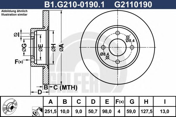 Disc frana LANCIA LYBRA (839AX) (1999 - 2005) GALFER B1.G210-0190.1 piesa NOUA