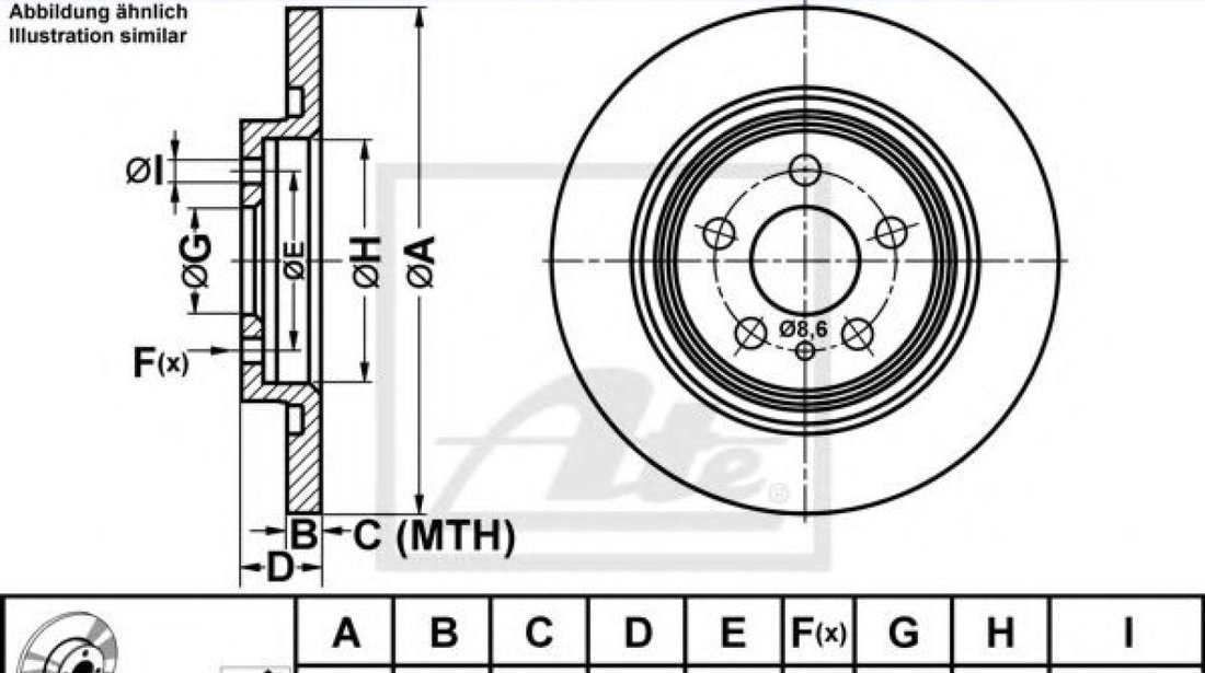 Disc frana LANCIA PHEDRA (179) (2002 - 2010) ATE 24.0112-0156.1 piesa NOUA