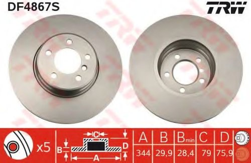 Disc frana LAND ROVER RANGE ROVER III (LM) (2002 - 2012) TRW DF4867S piesa NOUA