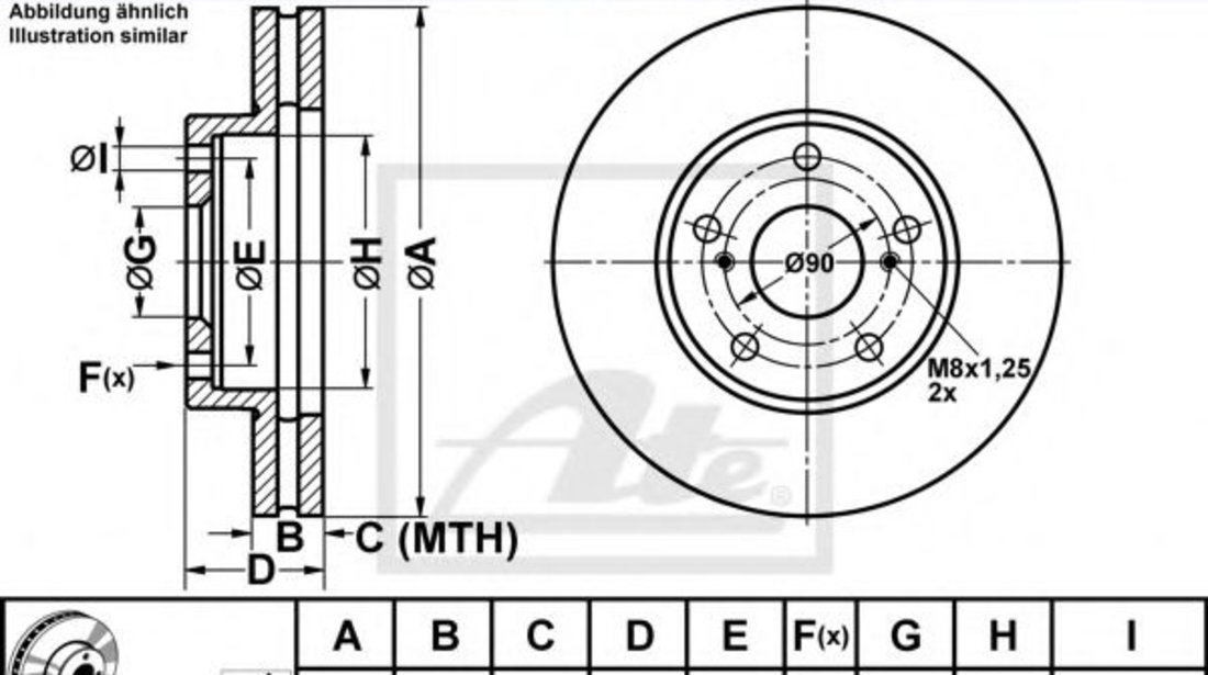 Disc frana LEXUS ES (MCV_, VZV_) (1996 - 2008) ATE 24.0128-0115.1 piesa NOUA