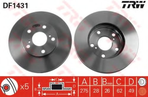 Disc frana LEXUS ES (MCV_, VZV_) (1996 - 2008) TRW DF1431 piesa NOUA