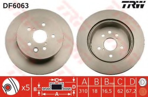 Disc frana LEXUS IS II (GSE2, ALE2, USE2) (2005 - 2016) TRW DF6063 piesa NOUA