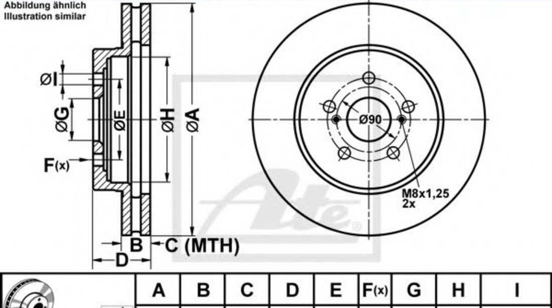 Disc frana LEXUS RX (MHU3, GSU3, MCU3) (2003 - 2008) ATE 24.0128-0753.1 piesa NOUA