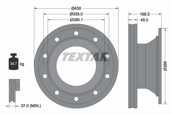 Disc Frana Livrabil 1 Bucata Textar Daf 93296100