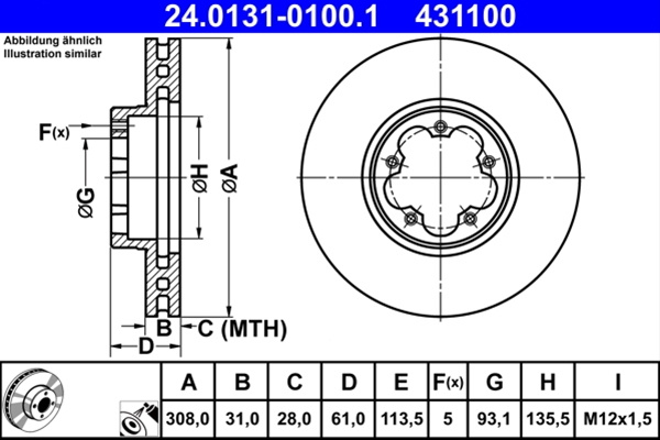 Disc Frana (livrabil Numai Pereche) Ate Ford 24.0131-0100.1