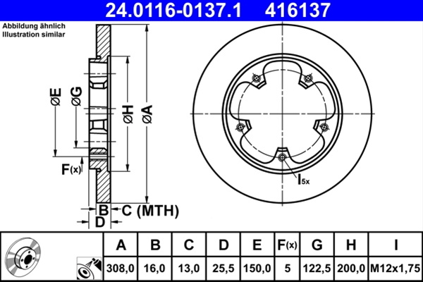 Disc Frana (livrabil Numai Pereche) Ate Ford 24.0116-0137.1