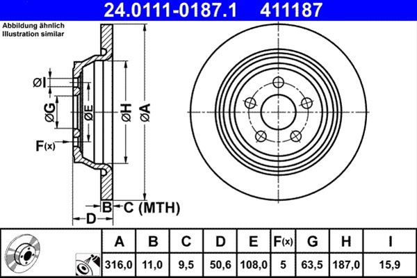 Disc Frana (livrabil Numai Pereche) Ate Ford 24.0111-0187.1