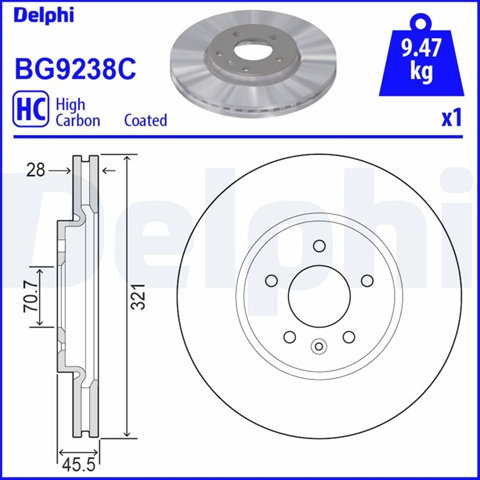 Disc Frana (livrabil Numai Pereche) Delphi Opel BG9238C