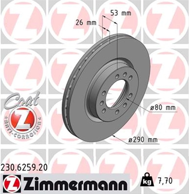 Disc Frana (livrabil Numai Pereche) - Pret/buc Zimmermann Iveco 230.6259.20