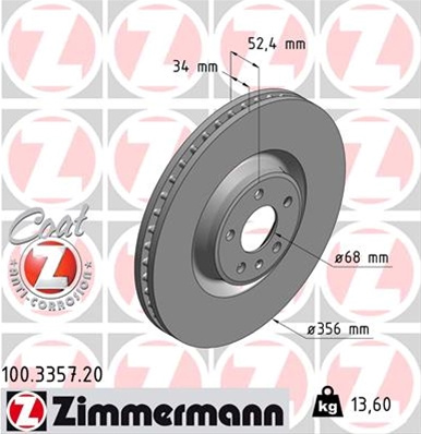 Disc Frana (livrabil Numai Pereche) Zimmermann Audi (Faw) 100.3357.20