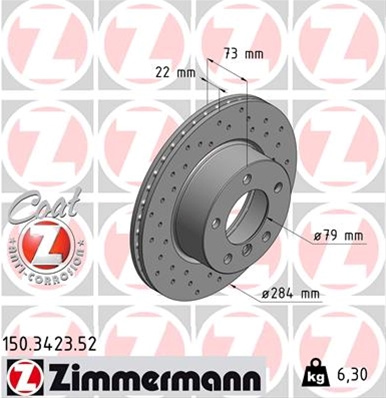 Disc Frana Livrabil Numai Pereche Zimmermann Bmw 150.3423.52