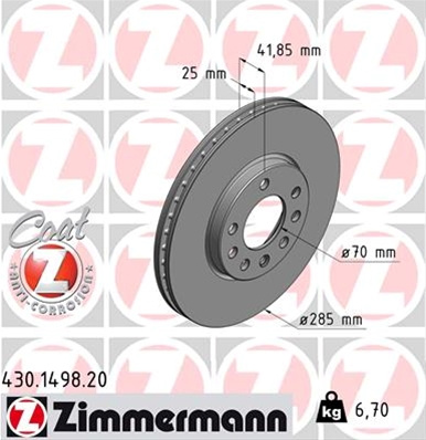 Disc Frana (livrabil Numai Pereche) Zimmermann Fiat 430.1498.20