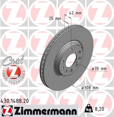 Disc Frana (livrabil Numai Pereche) Zimmermann Opel 430.1488.20