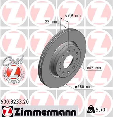 Disc Frana (livrabil Numai Pereche) Zimmermann Vag 600.3233.20