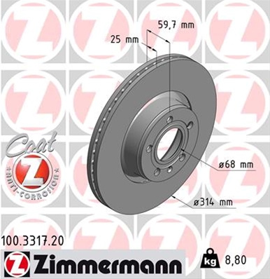 Disc Frana (livrabil Numai Pereche) Zimmermann Vag 100.3317.20