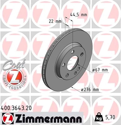 Disc Frana (livrabil Numai Pereche) Zimmermann Mercedes-Benz 400.3643.20