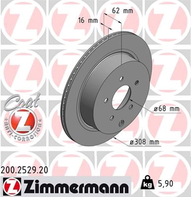 Disc Frana (livrabil Numai Pereche) Zimmermann Nissan (Dongfeng) 200.2529.20