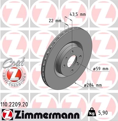 Disc Frana (livrabil Numai Pereche) Zimmermann Lancia 110.2209.20