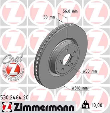 Disc Frana (livrabil Numai Pereche) Zimmermann Subaru 530.2464.20