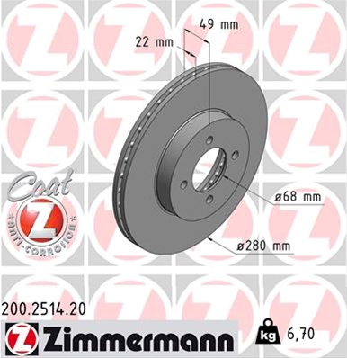 Disc Frana Livrabil Numai Pereche Zimmermann Nissan 200.2514.20