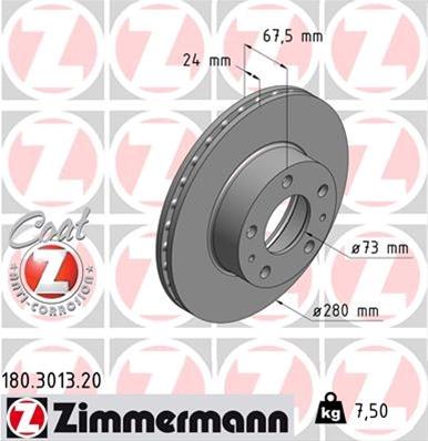 Disc Frana Livrabil Numai Pereche Zimmermann Citroen/Peugeot 180.3013.20