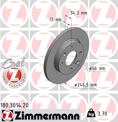 Disc Frana Livrabil Numai Pereche Zimmermann Citroen/Peugeot 180.3014.20