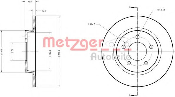 Disc frana MAZDA 3 (BK) (2003 - 2009) METZGER 6110581 piesa NOUA