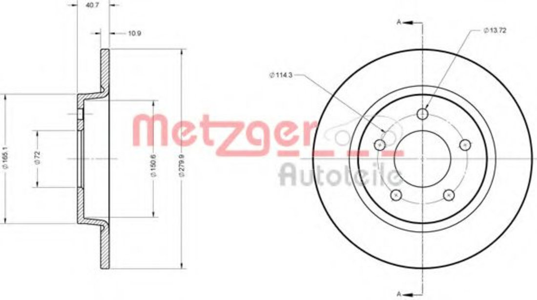 Disc frana MAZDA 3 Limuzina (BL) (2008 - 2016) METZGER 6110581 piesa NOUA