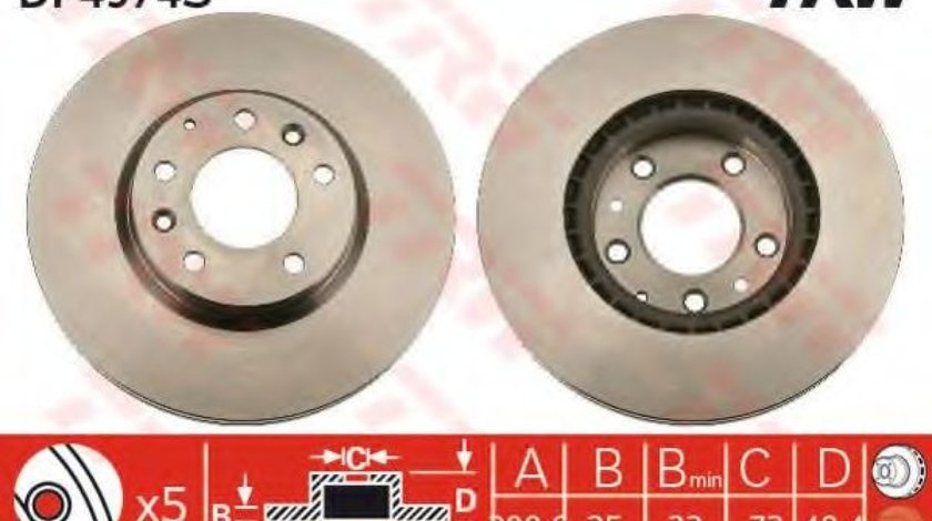 Disc frana MAZDA 6 Combi (GH) (2008 - 2016) TRW DF4974S piesa NOUA