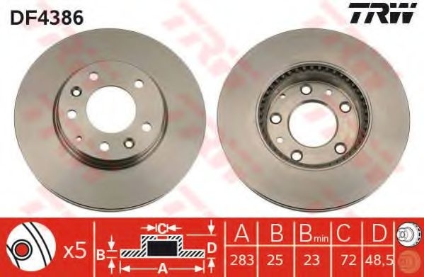 Disc frana MAZDA 6 Hatchback (GG) (2002 - 2008) TRW DF4386 piesa NOUA