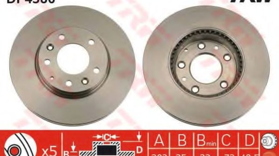 Disc frana MAZDA 6 Station Wagon (GY) (2002 - 2007) TRW DF4386 piesa NOUA