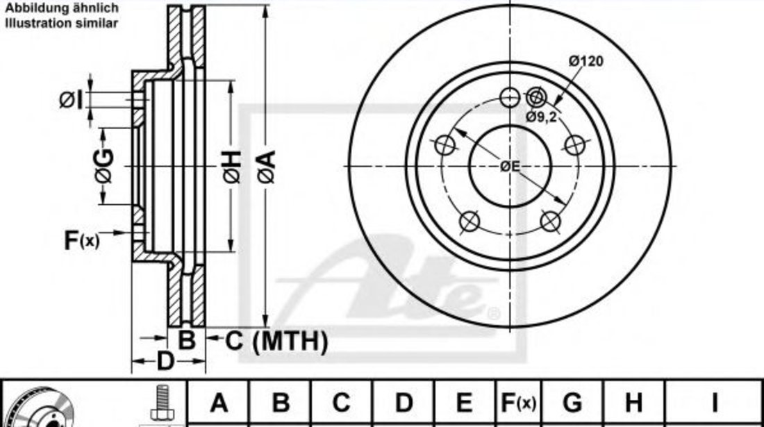 Disc frana MERCEDES A-CLASS (W168) (1997 - 2004) ATE 24.0122-0168.1 piesa NOUA