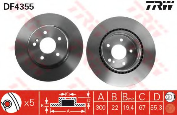 Disc frana MERCEDES C-CLASS Sportscoupe (CL203) (2001 - 2011) TRW DF4355 piesa NOUA