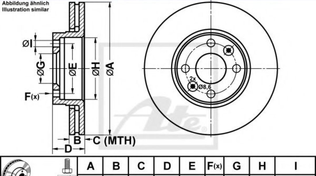 Disc frana MERCEDES CITAN Panel Van (415) (2012 - 2016) ATE 24.0122-0270.1 piesa NOUA