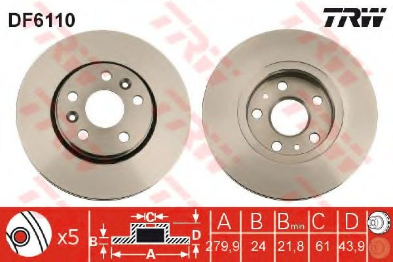 Disc frana MERCEDES CITAN Tila-Auto (415) (2012 - 2016) TRW DF6110 piesa NOUA