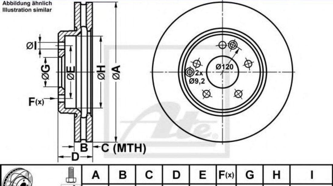 Disc frana MERCEDES CLK (C209) (2002 - 2009) ATE 24.0325-0110.1 piesa NOUA