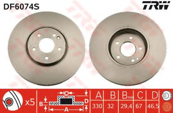 Disc frana MERCEDES CLK Cabriolet (A208) (1998 - 2002) TRW DF6074S piesa NOUA