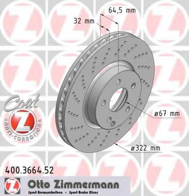 Disc frana MERCEDES E-CLASS Cabriolet (A207) (2010 - 2016) ZIMMERMANN 400.3664.52 piesa NOUA