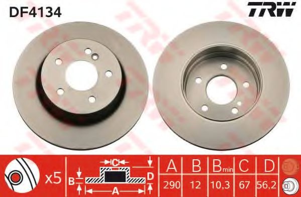 Disc frana MERCEDES E-CLASS Combi (S210) (1996 - 2003) TRW DF4134 piesa NOUA