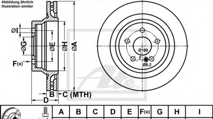 Disc frana MERCEDES E-CLASS T-Model (S212) (2009 - 2016) ATE 24.0124-0236.1 piesa NOUA