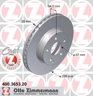 Disc frana MERCEDES E-CLASS (W212) (2009 - 2016) ZIMMERMANN 400.3653.20 piesa NOUA