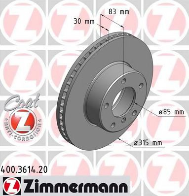 Disc frana MERCEDES G-CLASS Cabrio (W463) (1989 - 2016) ZIMMERMANN 400.3614.20 piesa NOUA