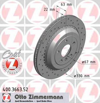 Disc frana MERCEDES GL-CLASS (X164) (2006 - 2012) ZIMMERMANN 400.3663.52 piesa NOUA